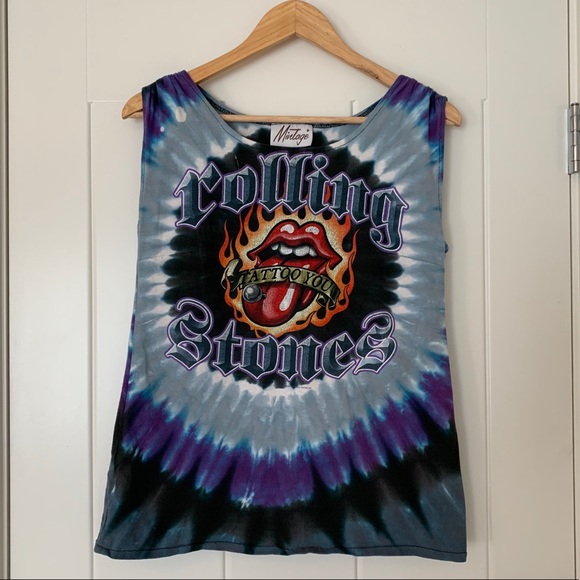 Vintage Reworked Rolling Stones Tie Dye Tank - Picture 2 of 9